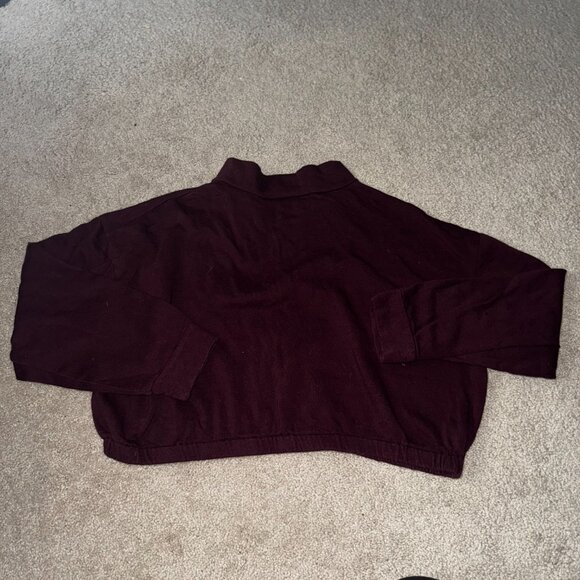 Wild Fable Burgundy Colorblock Quarter Zip Cropped Pullover | Size XXL - Picture 3 of 3